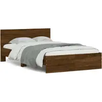 vidaXL Cadre de lit avec tête de lit brun aspect chêne 135x190 cm