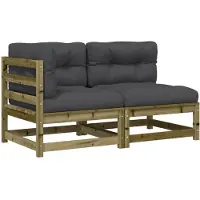 vidaXL Canapé de jardin avec coussin 2 places en pin imprégné