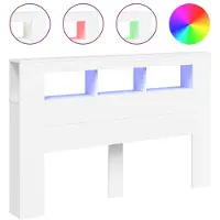 vidaXL Tête de lit LED Blanc 160x18,5x103,5 cm Bois composite
