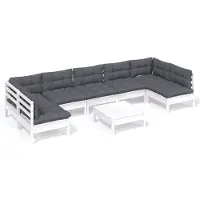vidaXL Ensemble salon de jardin 8 pièces avec coussins blanc pin massif