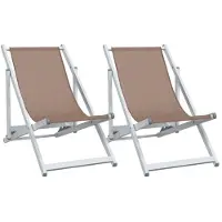 vidaXL Chaises de plage 2 pcs. Pliable Marron Aluminium et Textilène
