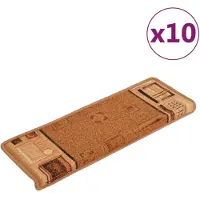 vidaXL Tapis d'escalier autoadhésifs 10 pcs 65x21x4 cm Beige
