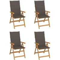 vidaXL Chaises de jardin 4 pcs. avec coussins taupe teck massif