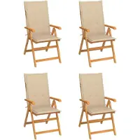vidaXL Chaises de jardin 4 pcs. avec coussins beiges teck massif