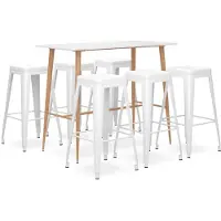 vidaXL Ensemble de bar 7 pièces blanc