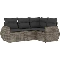 vidaXL Ensemble de salon de jardin 4 pièces avec coussins Gris Poly rotin