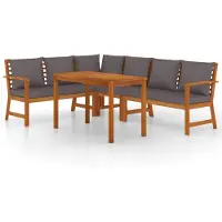 vidaXL Ensemble de jardin 5 pièces avec coussins Bois massif Acacia