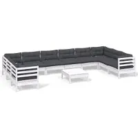vidaXL Ensemble de salon de jardin de 11 pièces avec coussins blanc pin