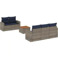 vidaXL Ensemble de salon de jardin 6 pièces avec coussins Gris Poly rotin