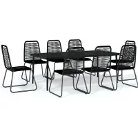 vidaXL Ensemble de jardin 9 pièces noir