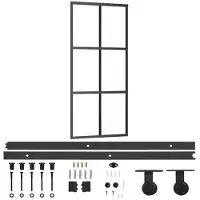 vidaXL Porte coulissante avec ferrure verre ESG & aluminium 90x205 cm