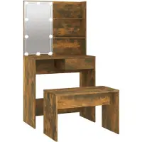 vidaXL Ensemble de coiffeuse avec LED Chêne fumé Bois composite