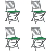 vidaXL Chaises de jardin pliantes 4 pièces avec coussins en bois massif d'acacia