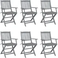 vidaXL Chaises de jardin pliantes 6 pièces avec coussin en bois massif d'acacia