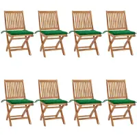 vidaXL Chaises de jardin pliantes avec coussins 8 pcs. Bois massif teck