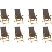 vidaXL Chaises longues de jardin avec coussins 8 pcs. Bois massif teck