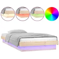 vidaXL Lit en bois massif avec LED 75x190 cm