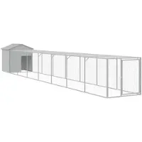 vidaXL Cage à poules avec enclos gris clair 117x813x123 cm Acier galvanisé