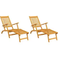 vidaXL Chaises longues de jardin avec pied 2 pcs. Bois massif acacia