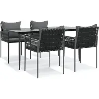 vidaXL Ensemble de jardin 5 pièces avec coussins Poly rotin et acier