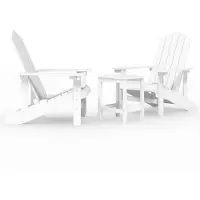 vidaXL Chaises de jardin Adirondack avec table PEHD blanc