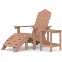 vidaXL Chaise de jardin Adirondack avec tabouret & table PEHD Marron