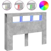 vidaXL Tête de lit LED gris béton 140x18,5x103,5 cm Bois composite
