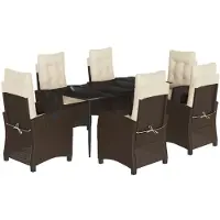 vidaXL Ensemble de jardin 7 pièces avec coussins Marron Poly rotin