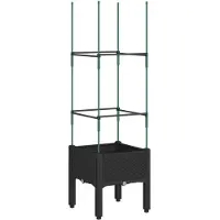 vidaXL Jardinière avec treillis noir 40x40x142,5 cm PP