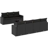 vidaXL Ensemble de jardin canapé 8 pièces avec coussins noir poly rotin