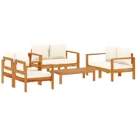 vidaXL Ensemble de 5 canapés de jardin avec coussins en bois massif d'acacia