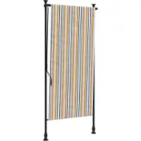 vidaXL Store extérieur jaune et blanc 120x270 cm Tissu et acier