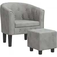Super Merchant Fauteuil club avec repose-pieds gris clair velours