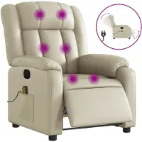 vidaXL Fauteuil de massage électrique Crème similicuir