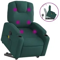 vidaXL Fauteuil de massage avec releveur Vert foncé Tissu
