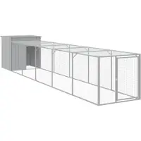 vidaXL Cage à poules avec enclos gris clair 110x609x110 cm Acier galvanisé