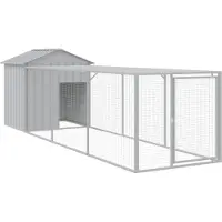 vidaXL Poulailler avec parcours 117x405x123 cm acier gris clair