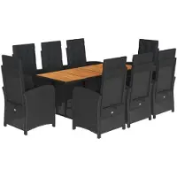 vidaXL Salon de jardin 9 pièces avec coussins noir poly rotin