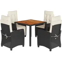 vidaXL Ensemble de jardin 5 pièces avec coussins Noir Poly Rattan