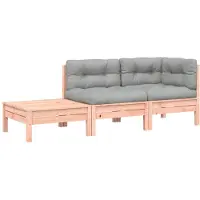 vidaXL Canapé de jardin avec coussins et repose-pieds en bois massif de douglas