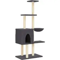 vidaXL Arbre à chat avec colonnes à griffer en sisal gris foncé 145 cm