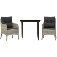 vidaXL Ensemble de jardin 3 pièces avec coussins gris clair Poly rotin