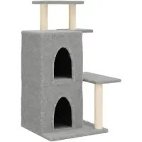 vidaXL Arbre à chat avec colonnes à griffer en sisal Gris clair 97 cm