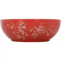 vidaXL Lavabo à poser, blanc et rouge, rond, Ø 41 x 14 cm, céramique