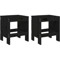 vidaXL Tabouret de jardin 2 pcs. noir 40x36x45 cm pin massif