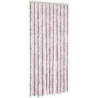 vidaXL Rideau anti-mouches gris argenté et rose 90x220 cm chenille