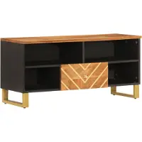 vidaXL Armoire TV marron et noir 100x33,5x46 cm bois massif mangue