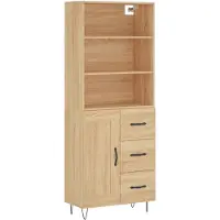 vidaXL Highboard chêne Sonoma 69,5x34x180 cm Matériau dérivé du bois