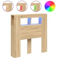 vidaXL Tête de lit LED Chêne Sonoma 100x18,5x103,5 cm Matériau dérivé du bois