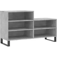 vidaXL Armoire à chaussures Gris béton 102x36x60 cm Bois d'ingénierie